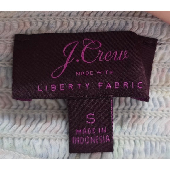 J.Crew Peplum Top Womens Small Multicolor Liberty Fabric Floral Smocked Ruffle - Picture 8 of 9